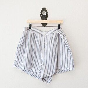 Anthropologie Striped Lounge Shorts 2XL Blue White Cotton Pockets